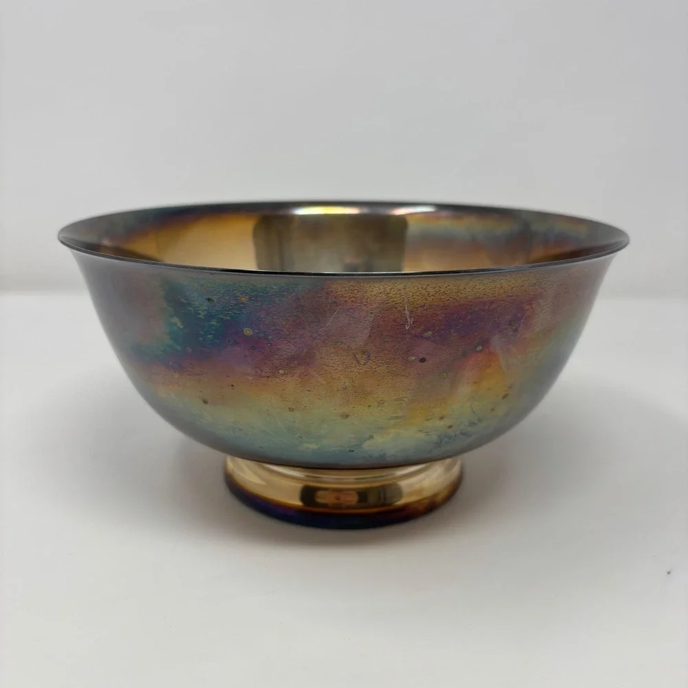 VTG Reed & Barton 104 Silver Plate Iridescent Patina Revere Bowl 8